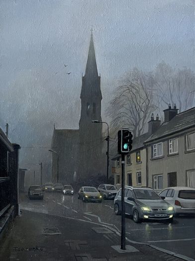 Original Oil on Paper 23x31cm - Rain in Oldcastle