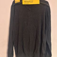 M& S pure cotton grey v neck jumper 13-14 years