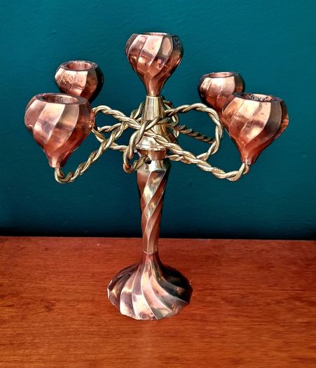 Vintage brass & copper candleabra