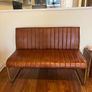 Brown Leather Bench Gold Leg Image 2