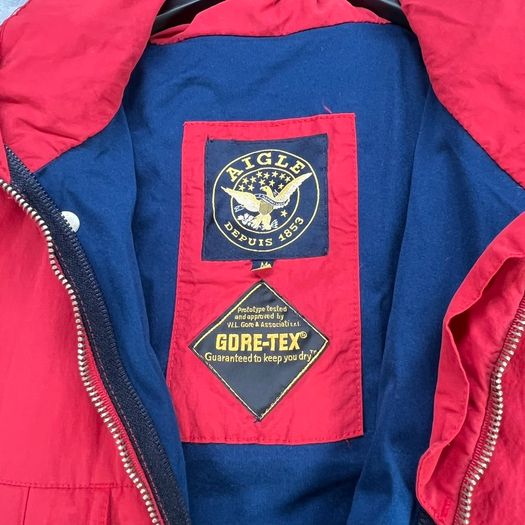 Aigle Gore-Tex Jacket 90s Retro Rain Waterproof Hiking Walking Red Mens M