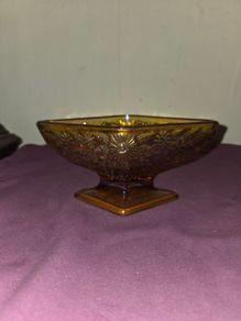 Indiana Glass Amber Footed candy dish