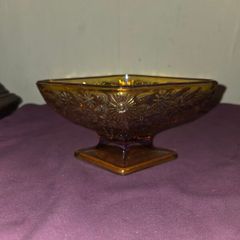 Indiana Glass Amber Footed candy dish
