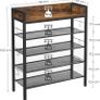 Shoe rack, 4 grid shelves, for 14 pairs of shoes, raised side edges, for sneakers, high heels, slippers, industrial style, vintage-brown-black Image 4