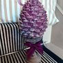 New bespoke oversized autumn Pinecone on distressed wood base in mulberry Image 6