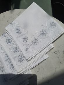 5 Heavy Cotton Embroidered Table Napkins