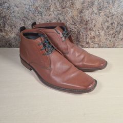 Mens Ted Baker Ashcroft Tan Leather  Boots Chukka Square Toe Size Uk 10 Eu 44