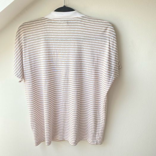 BOSS Enelina Striped V-Neck Polo Top