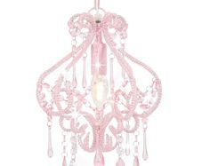 Ceiling Lamp with Beads Pink Round E14