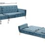 Luxury Velvet Sofa Bed with Golden Legs black Image 5