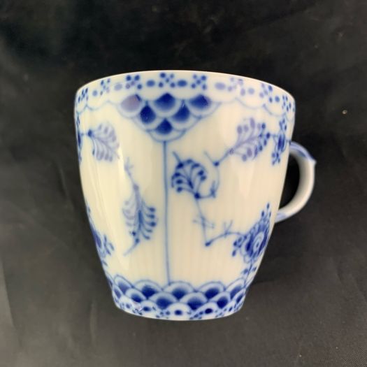 Vintage Royal Copenhagen Blue Fluted Full Lace Demitasse Cup and Saucer