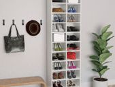 Shoe Cabinet High Gloss White 54x34x183 cm Chipboard
