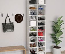 Shoe Cabinet High Gloss White 54x34x183 cm Chipboard