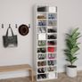 Shoe Cabinet High Gloss White 54x34x183 cm Chipboard Image 5