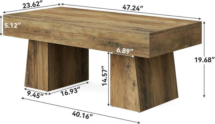 120 cm Coffee Table Made of Wood Coffee Table, Sofa Table with Thick Frame