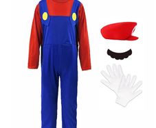 Super Mario Game Plumber Bros Cosplay Costumes Funny Halloween Carnival Outfits for Men Women Fancy Jumpsuit with Hat Mustache Gloves