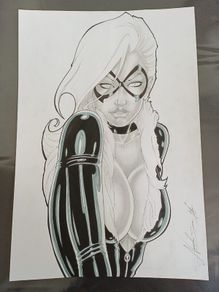 Original Comic Art of Marvels Black Cat by Narcelio Sousa