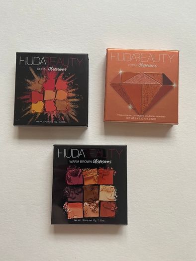 Huda beauty palette topaz coral warm brown obsessions
