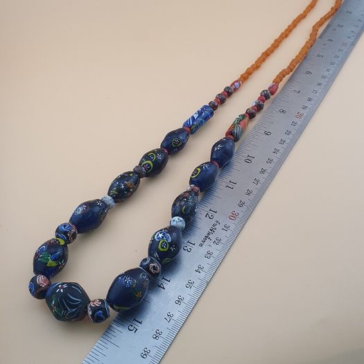 Vintage Venetian Style Floral & African Glass Beads Necklace