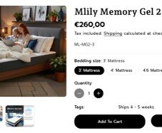 Single Mattress - MLILY Gel 200