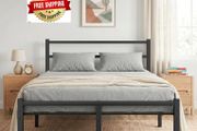 Double Bed Frame, 4ft6 All Metal Slats Support Platform Bed Frame with Under-Bed Storage Space, Easy Assembly, Noise Free, No Box Spring Needed, Black
