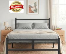 Double Bed Frame, 4ft6 All Metal Slats Support Platform Bed Frame with Under-Bed Storage Space, Easy Assembly, Noise Free, No Box Spring Needed, Black