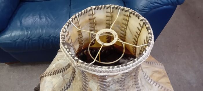 Large Vintage Cow Hide Lampshade