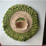 Handmade crochet dining set placemats coasters and basket green beige 9 pieces Image 9