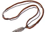 Men Necklace Jewelry Gift with feather pendant on leather string