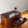 Mahogany Leather Top Partners Desk and Brown Chesterfield Captain's Chair Image 2
