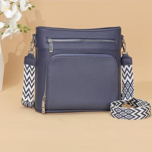 Brand New Women's Shoulder Bag Large Trendy Handbag with Wallet Function - Blue