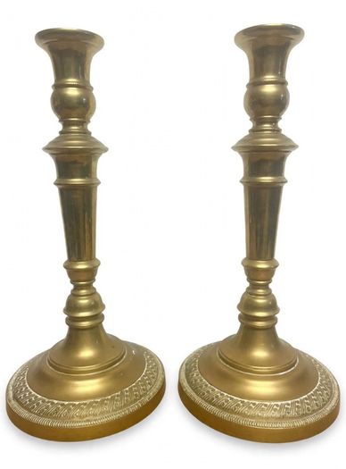Antique brass candle holders