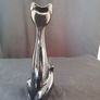 Black Ceramic Cat Vase and Dog Image 5