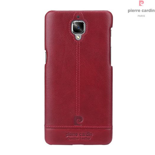 Pierre Cardin Genuine Leather Cover Hard Back Case For One Plus 3/3T