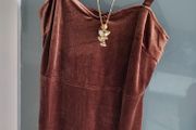 SAINT GENIES brown velour side slit dress Sz 12UK - Bnwt