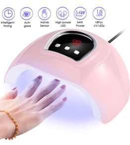 UV LED Nail Lamp,54W Nail Dryer for Gel Polish Auto Sensor LED Nail Dryer Lamp with 3 Timer Setting for Manicure/Pedicure, Home and Salon