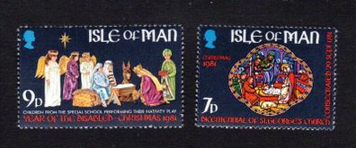 1981 Isle of Man Christmas 81 Commemorative Stamps Mint Never Hinged (MNH)