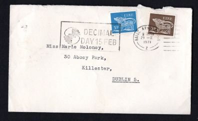 1971 Ireland Slogan Decimal Day 15th February tying 3d & 6d Gerl definitive with Dublin cancel of 29th January 1971 on addressed cover