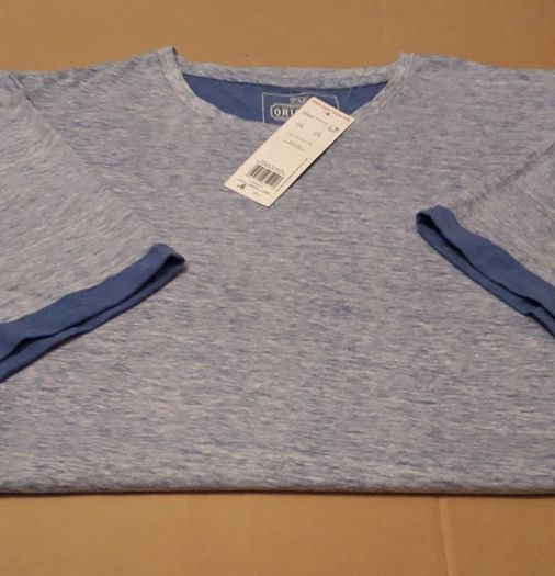 F&F Original Men's XXL Speckled Light Blue T-Shirt with Dark Blue Trim  (Brand New & Tagged)
