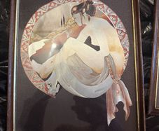 Pair of Vintage Art Nouveau Style Metallic Foil Prints, Framed