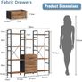4-Tier Bookcase with Drawers, 100cm Wide Rustic Brown Shelving Unit 142cm Height, 10 Open Shelves + 3 Fabric Drawers, Industrial Rustic, For Living/Bedroom/Home Office, Large Storage Image 10