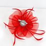 Pre Owned Elegant Red Feather & Mesh Fascinator Clip / Brooch Image 5
