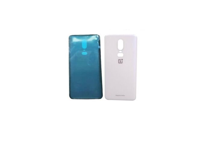 For OnePlus 6 1+6  Rear Battery Cover Back Glass Panel White & Adhesive - FHTOP6BCW