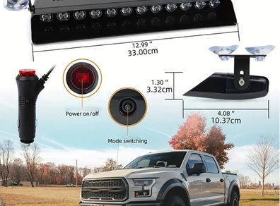 12-Led Strobe Flash Light Emergency Warning with Suction Cups