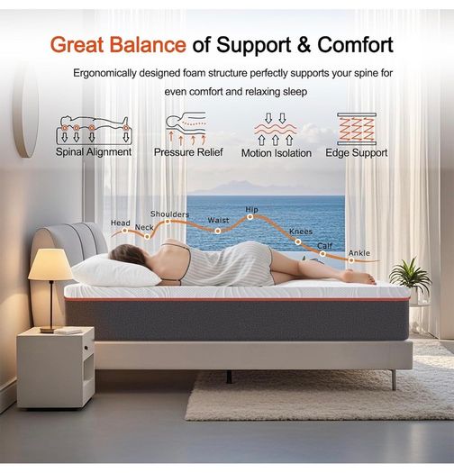 King Memory Foam Mattress, Cooling 5ft Kingsize Mattresses, Medium Firm, with Removable Cover, 150X200X20cm