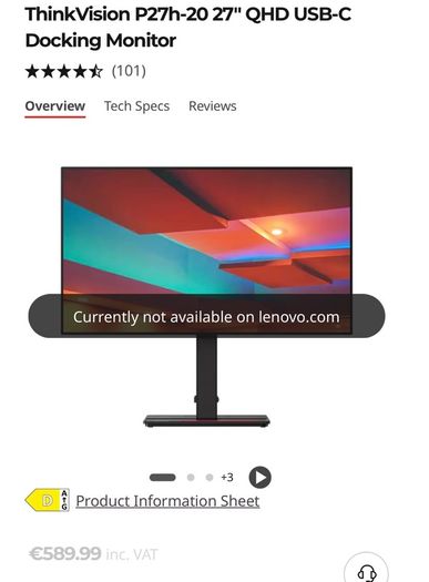 Lenovo ThinkVision 27 inch QHD USB-C Docking Monitor