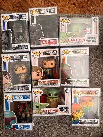 Funko Pop collectibles (Star Wars / Marvel)