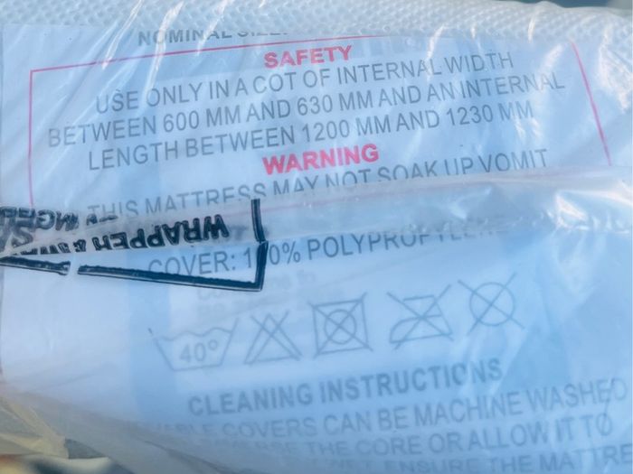 Baby cot Mattress 120x60cm brand new
