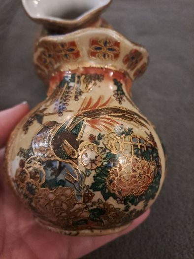 Pair of Hand Painted Chinese Satsuma Style Vases