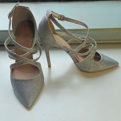 New Look - Strappy Silver Glitter Heels - Size 6 [UK]